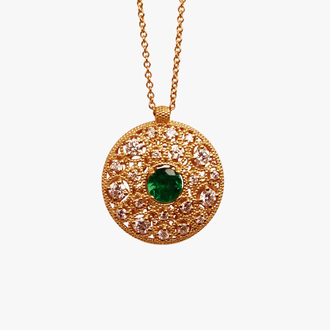 Collar dije cielo estrellado de filigrana Bauer Herencias oro amarillo 18K, esmeralda y diamantes — imagen 1