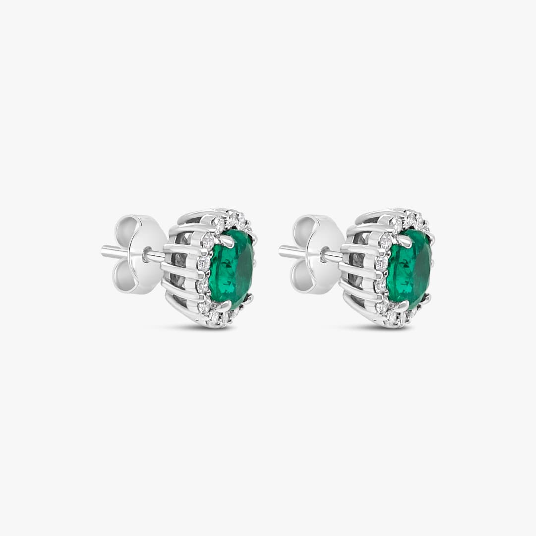 Aretes topos Bauer Esmeraldas oro blanco 18K, esmeraldas y diamantes — imagen 2